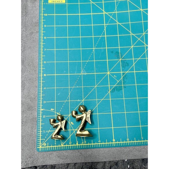 Vtg Brass Kneeling Angels Mini Small Candle Holders Incense Lot of 2 - Picture 6 of 6